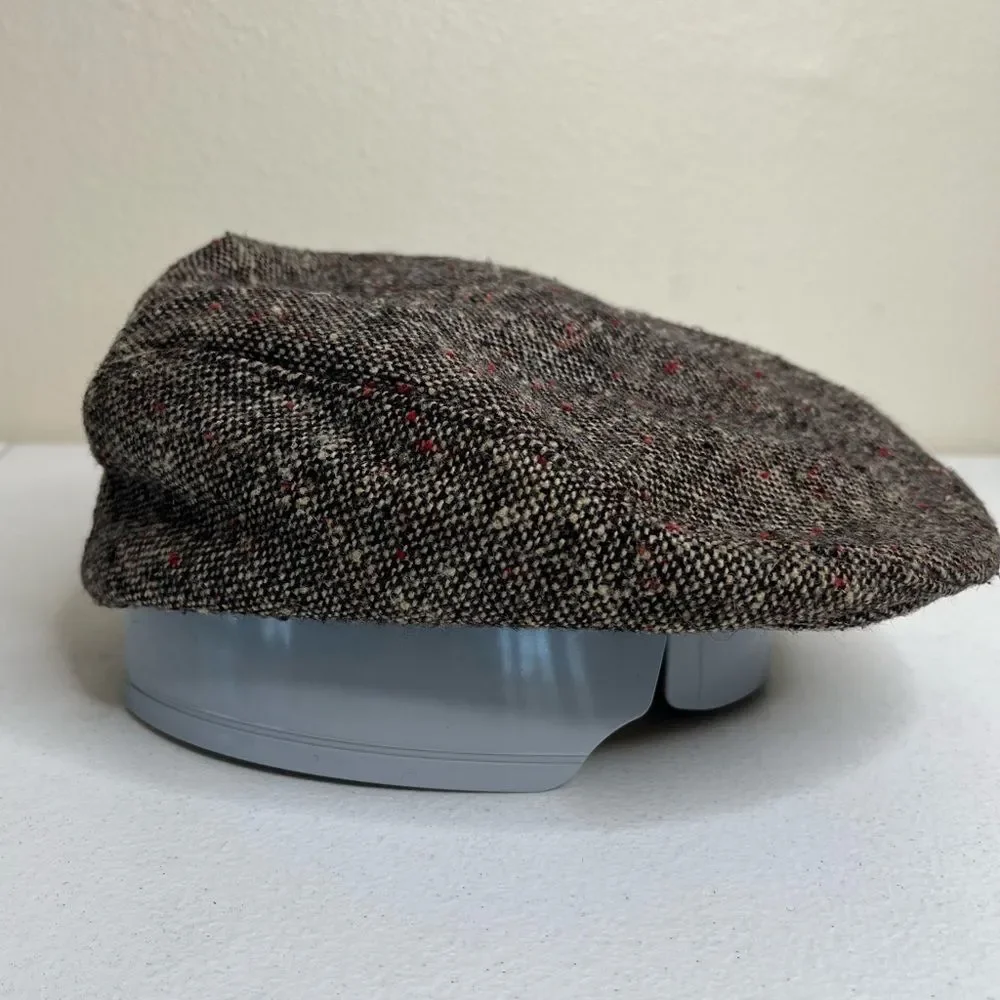 Vintage Tweed Newsboy Cap Cabbie Peaky Blinders Brown Union Made USA Men Large